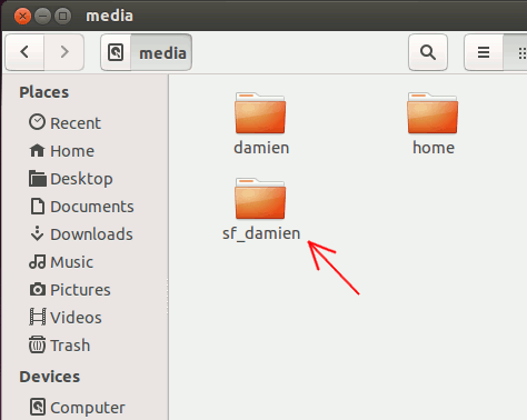 Acceso a la carpeta compartida en VirtualBox con Ubuntu Guest