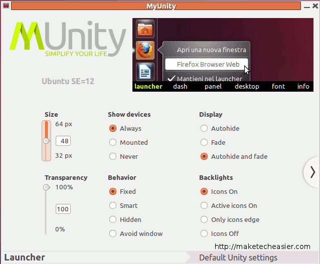 Ajuste su escritorio Ubuntu Unity Desktop con MyUnity