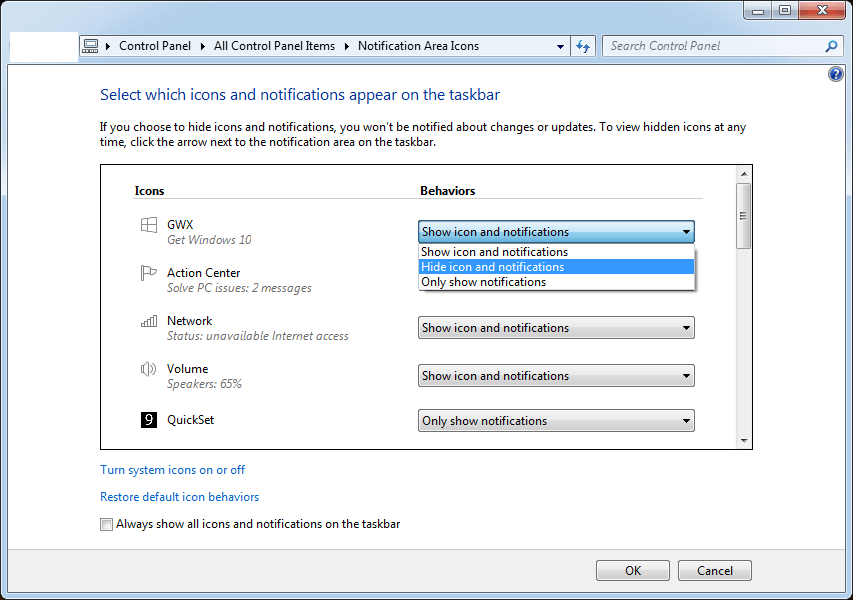 Cómo quitar el icono Obtener Windows 10 en Windows