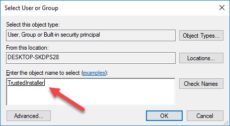 Cómo restaurar la propiedad de TrustedInstaller para los archivos del sistema en Windows 10