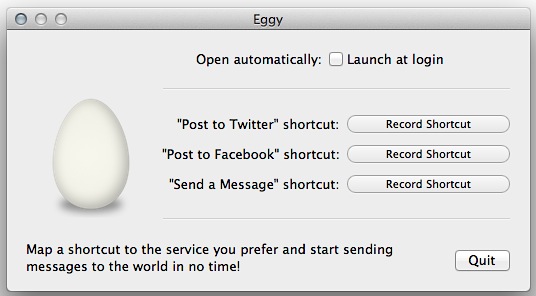 Crear atajos de teclado para publicar en Twitter y Facebook con Eggy[Mac]