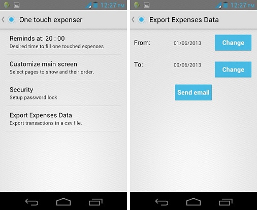 Gastos de One Touch: Una simple aplicación Android para realizar un seguimiento de sus gastos