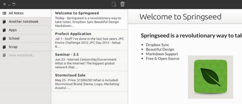 SpringSeed: la alternativa Linux más ligera que Evernote