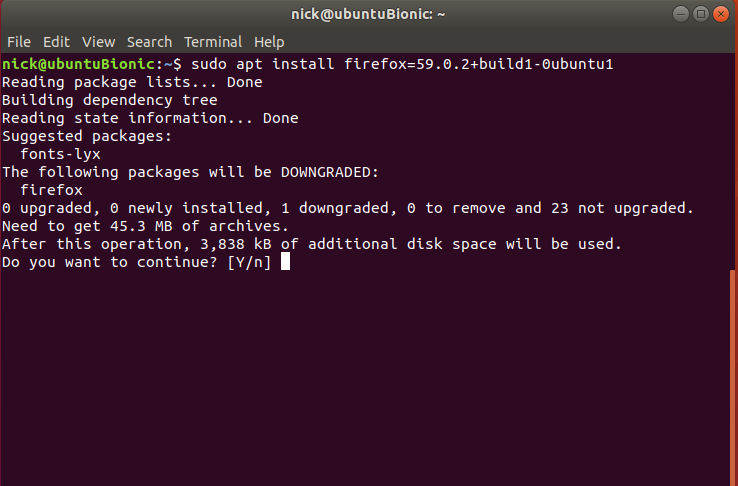 Cómo degradar software/paquete en Linux