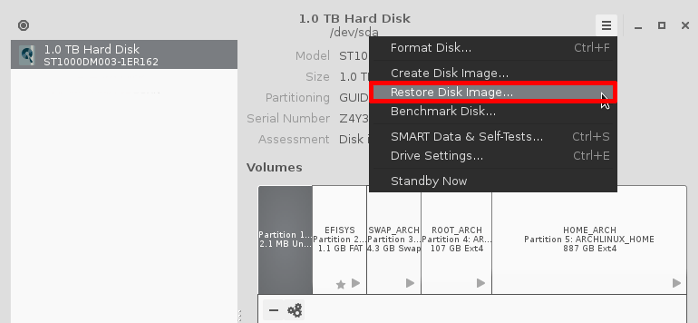 Realice copias de seguridad y restaure su disco duro fácilmente con Gnome Disk Utility
