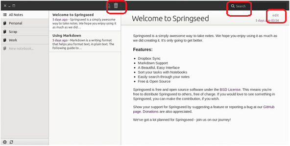 SpringSeed: Una alternativa Linux sorprendentemente ligera a Evernote
