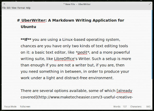 UberWriter: Una aplicación de escritura de reducción del precio para Ubuntu