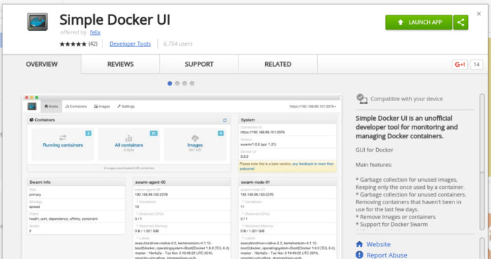La interfaz de usuario de Google Chrome con Simple Docker UISimple Docker es una aplicación basada en Chrome que te permite instalar, administrar y modificar las imágenes del Docker. A continuación se explica cómo instalarlo, configurarlo y utilizarlo.