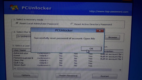 PCUnlocker Windows 10 (y anteriores) y Cómo restablecer la contraseña