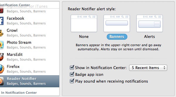 Mantén las pestañas en tus fuentes RSS favoritas con Reader Notifier[Mac]